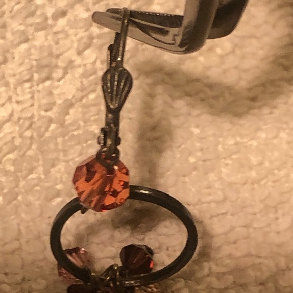 Antique Look Dangling Beaded Circle Earrings - Picture 2 of 5